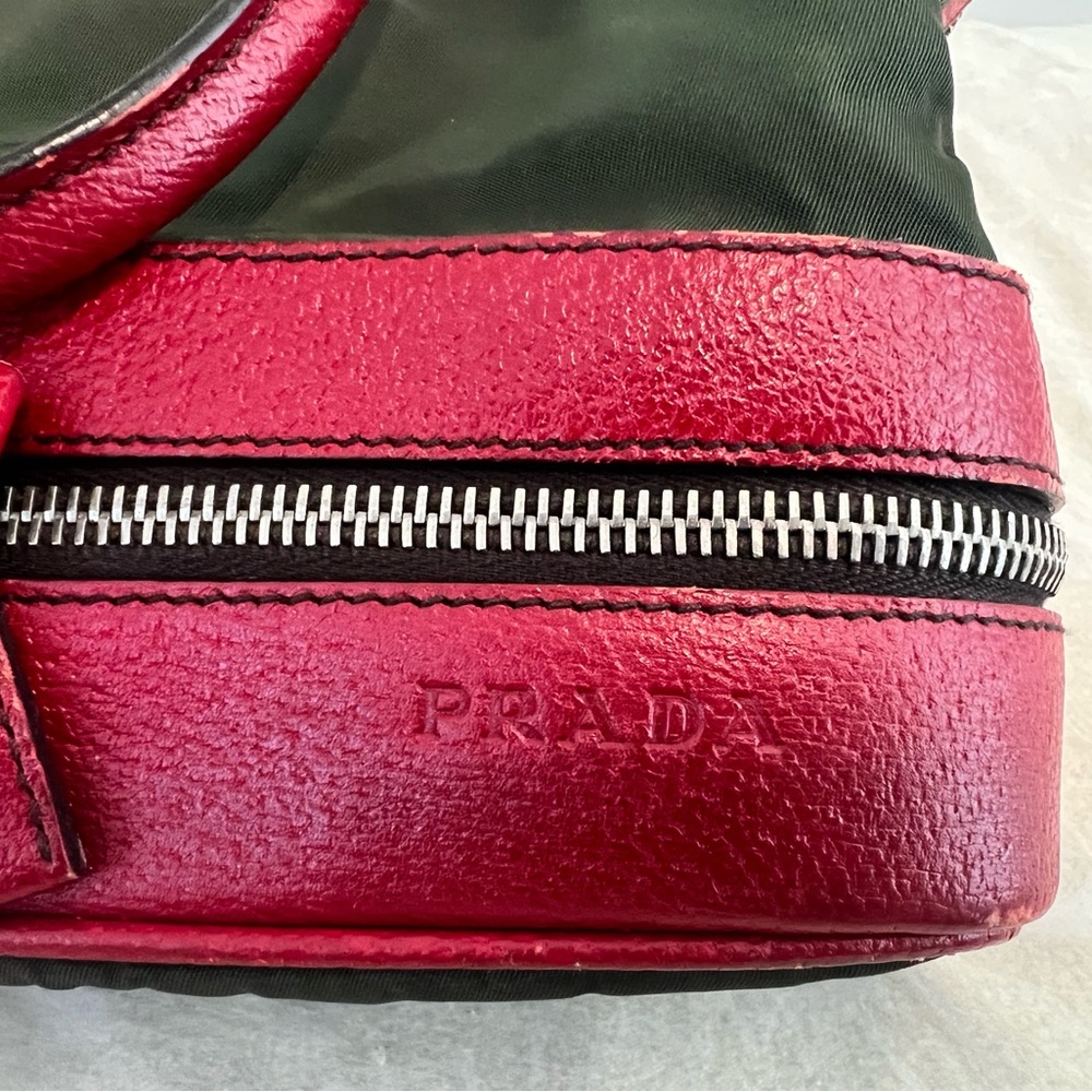 Vintage Prada Green and Red Nylon Top-Handle Satchel - Picture 9 of 15